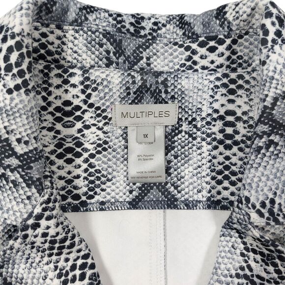 Multiples Jacket Womens Sz 1X Python Animal Snake Print Open Front Zipper Detail - Picture 3 of 12